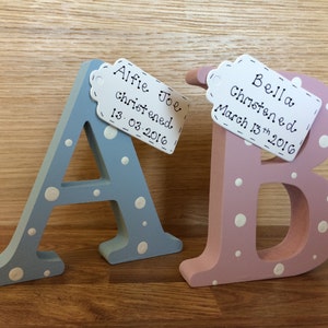 Personalised Christening gift / new baby gifts Handmade wooden letter for new baby gift image 1