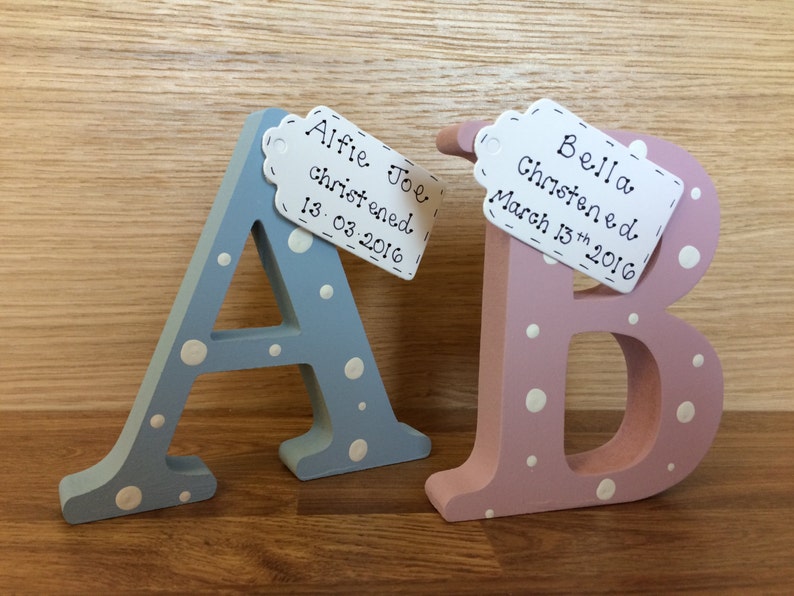 Personalised Christening gift / new baby gifts Handmade wooden letter for new baby gift image 1