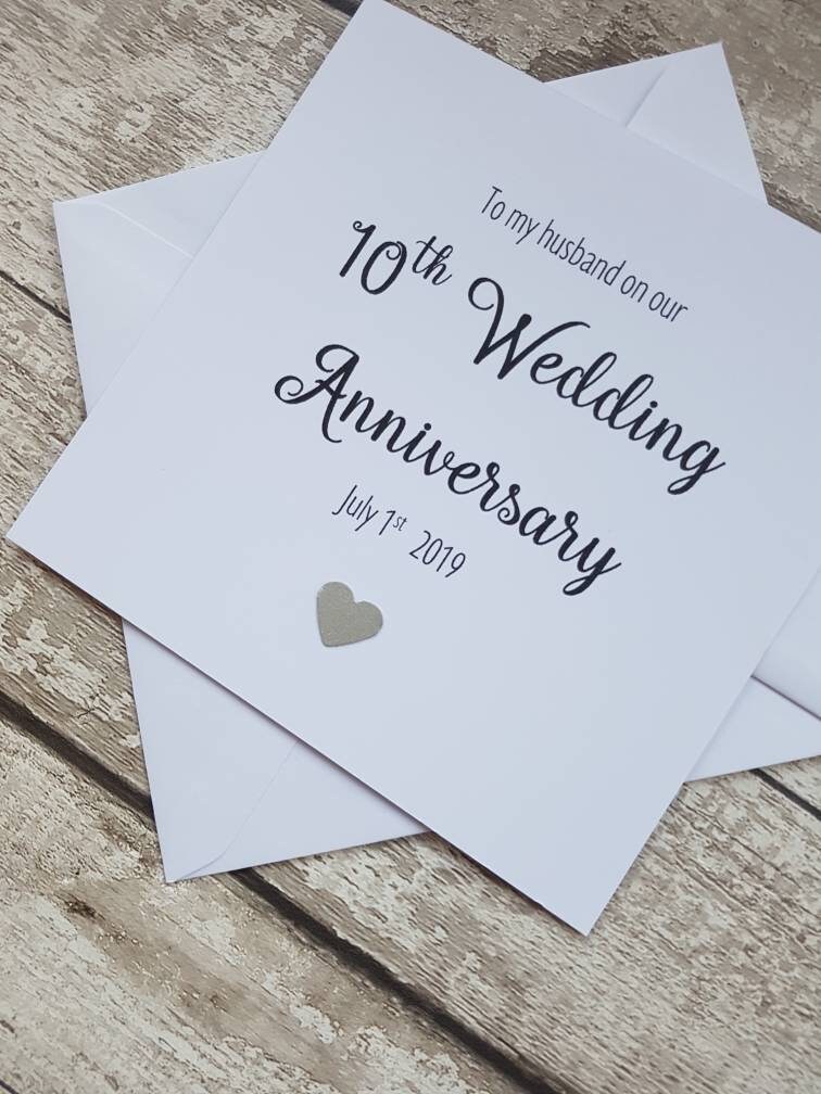 Husband 10th Weddng Annversary Card Handmade - Etsy