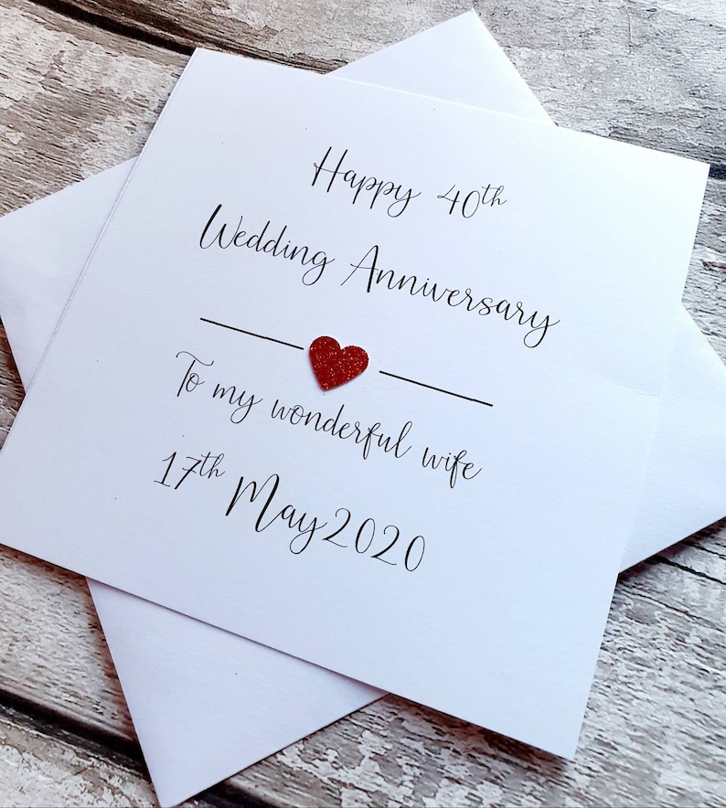 40th Wedding Anniversary Card for Parents Personalised 40th Etsy