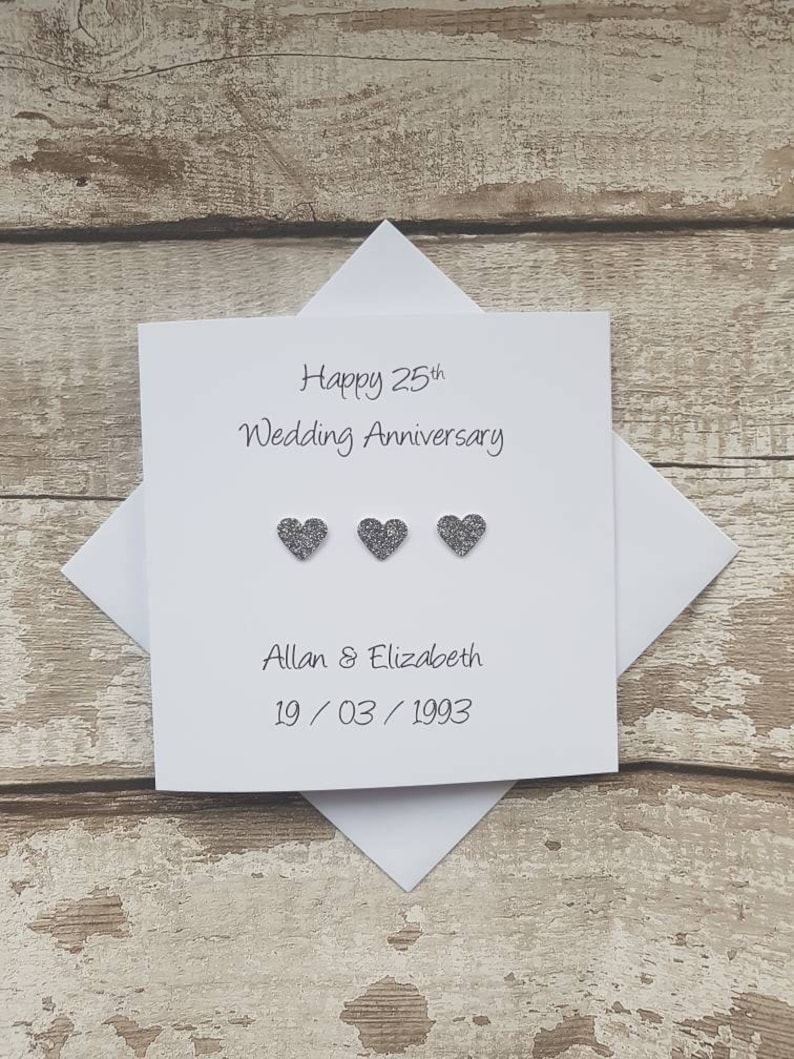 25th Wedding Anniversary Card Personalised Silver Wedding Etsy