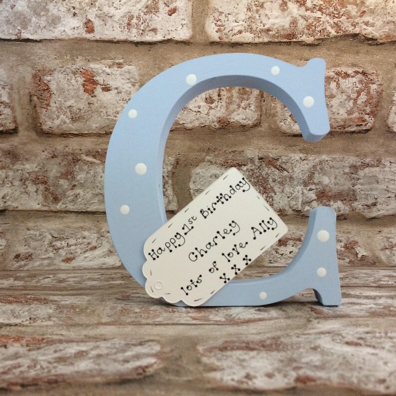 Personalised Christening gift / new baby gifts Handmade wooden letter for new baby gift image 3