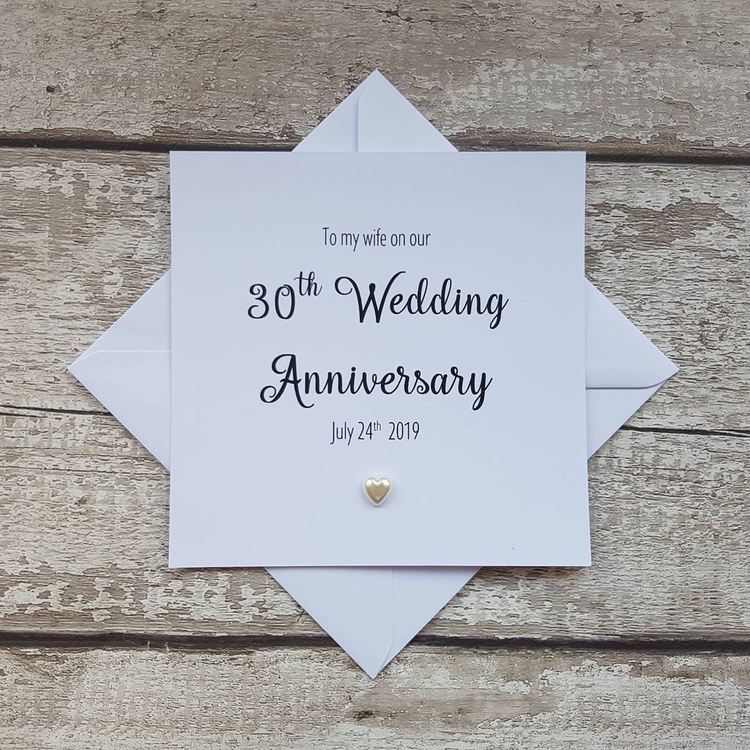 30th Wedding Anniversary Card for Wife - Personalised Wedding ...