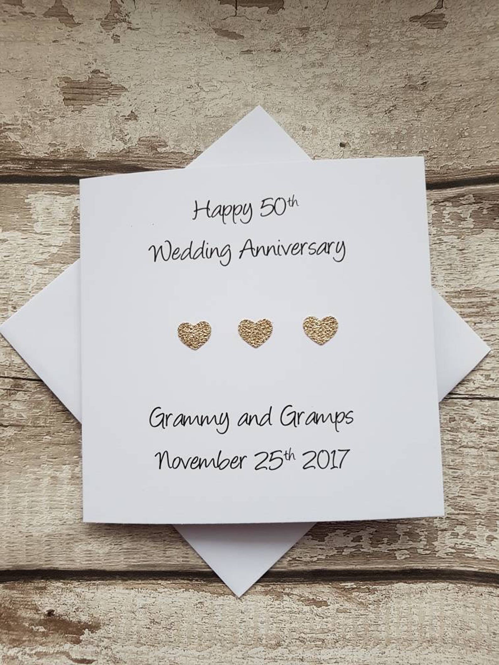 Personalised 50th Wedding Anniversary Card Handmade for Golden | Etsy UK