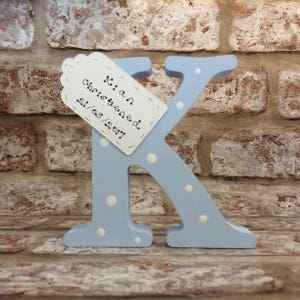 Personalised Christening gift / new baby gifts Handmade wooden letter for new baby gift image 8