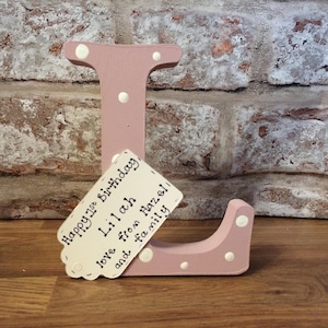 Personalised Christening gift / new baby gifts Handmade wooden letter for new baby gift image 2