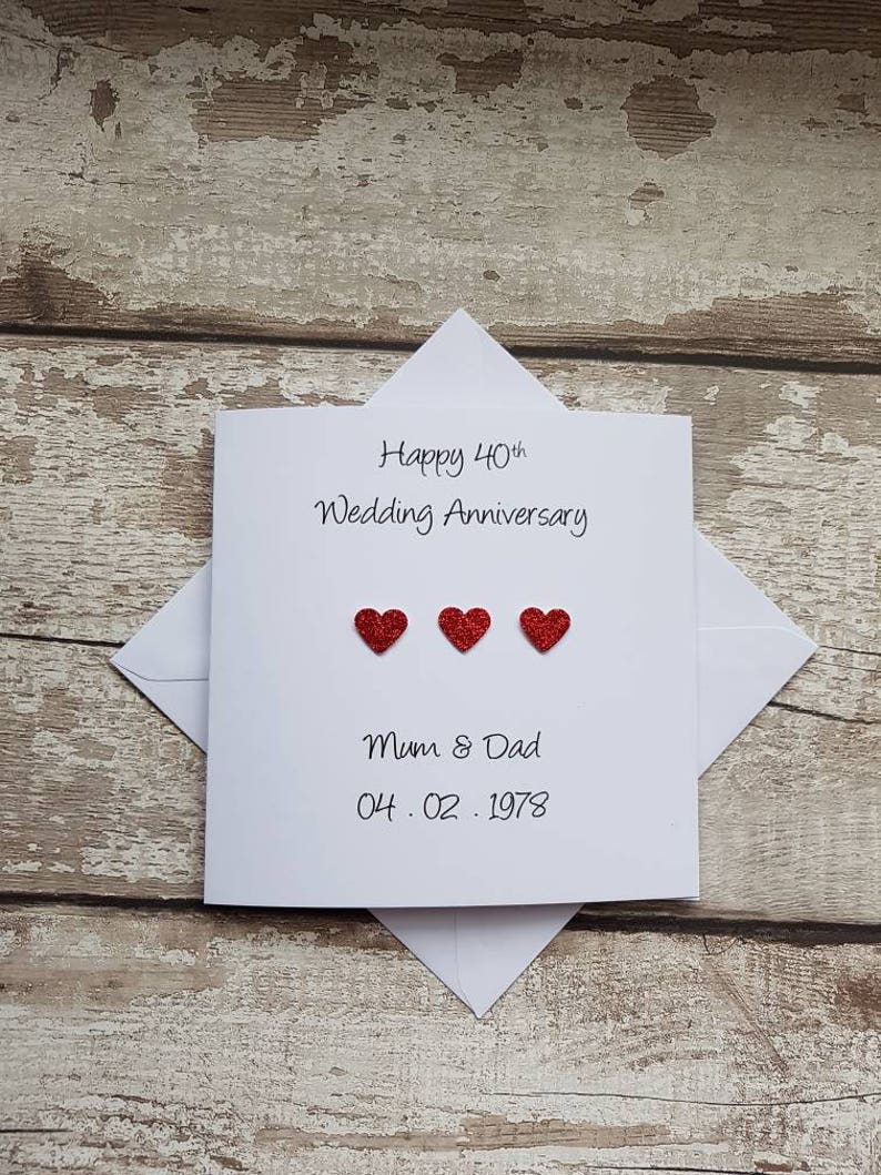 40th Wedding Anniversary Card Personalised 40th Wedding Etsy