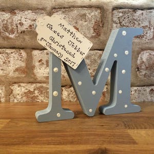 Personalised Christening gift / new baby gifts Handmade wooden letter for new baby gift image 5