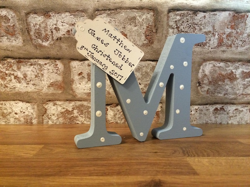 Personalised Christening gift / new baby gifts Handmade wooden letter for new baby gift image 5