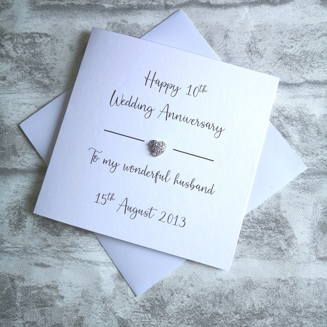 10th Anniversary Card for Husband or Wife| Personalised 10th Wedding ...