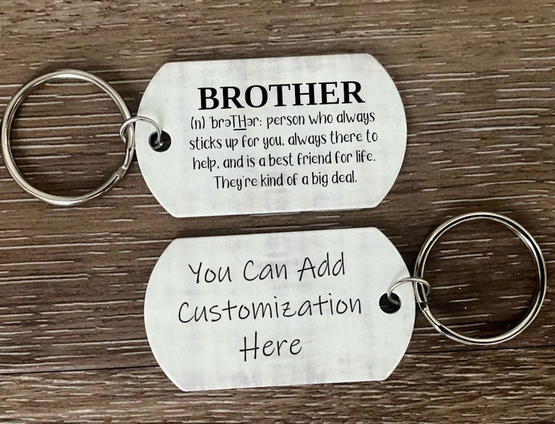 Brother Definition Keychain Funny Custom Metal Key Chain Dog Tag  Fob Ring Holder