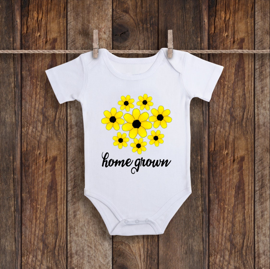 Sunflower Onesie Home Grown Onesie Cute Baby Clothes Etsy