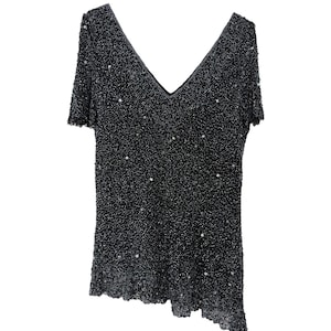 Adrianna Papell Boutique Beaded Silk Top Cocktail Evening Y2K Glam Whimsigoth image 1