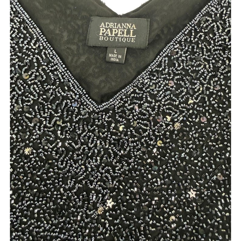 Adrianna Papell Boutique Beaded Silk Top Cocktail Evening Y2K Glam Whimsigoth image 4