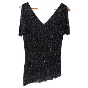 Adrianna Papell Boutique Beaded Silk Top Cocktail Evening Y2K Glam Whimsigoth image 2