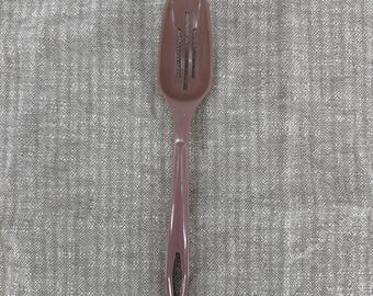 Vintage KING KRAFT Slotted Serving Spoon Cooking Utensil  11" Mauve 50's - 60's