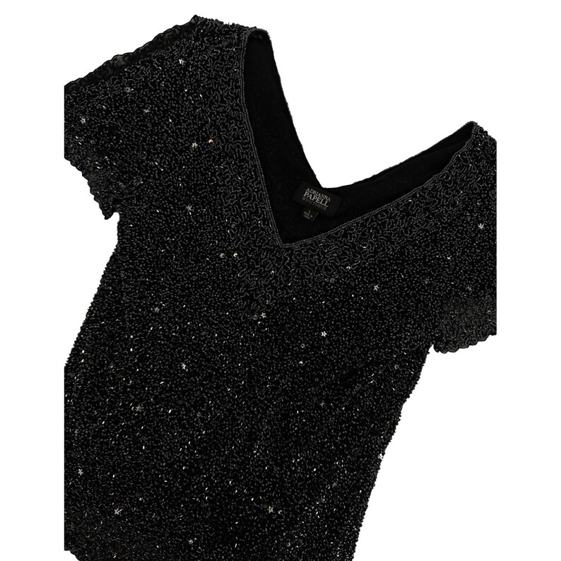 Adrianna Papell Boutique Beaded Silk Top Cocktail Evening Y2K Glam Whimsigoth image 3