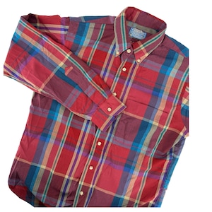 Sir Pendleton Mens Red Plaid 100% Virgin Wool Button Down Shirt Size M USA Made