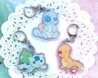 Kanto Starters 2" Glitter Charms