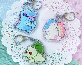 Johto Starters 2" Glitter Charms