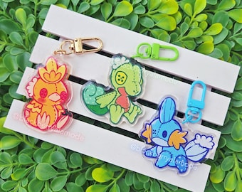 Hoenn Starters 2.25" Glitter Charms