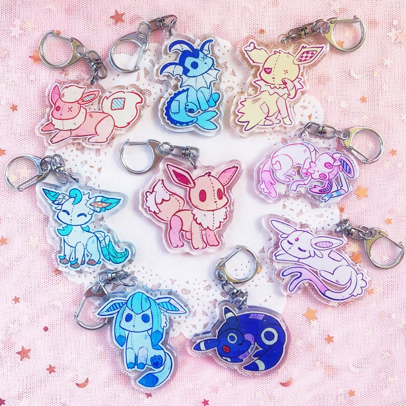 Eeveelution Plush 2 Glitter Charms Entire set of 9