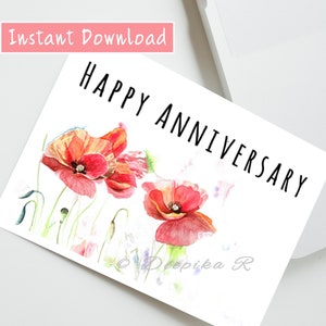 Floral printable anniversary card for parents image 1
