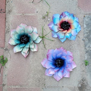 Colorful Pastel Metal Dalia Flower, Metal Flower Art, Metal Garden Decor, Fence Flower, Pool Decor, Deck Decor, Individual
