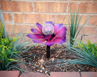 Metal Flower Solar Light,  Metal Garden Art,  Metal Art, Garden Decor, Flower Garden Stake, All New Bigger Solar Light, New Design