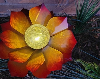 Metal Flower Solar Light,  Metal Garden Art,  Metal Art, Garden Decor, Flower Garden Stake, All New Bigger Solar Light, New Design