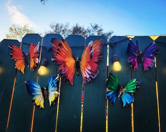 Set of 5 Fence Butterfly, Wall Decor, Butterfly Garden Art - Individual