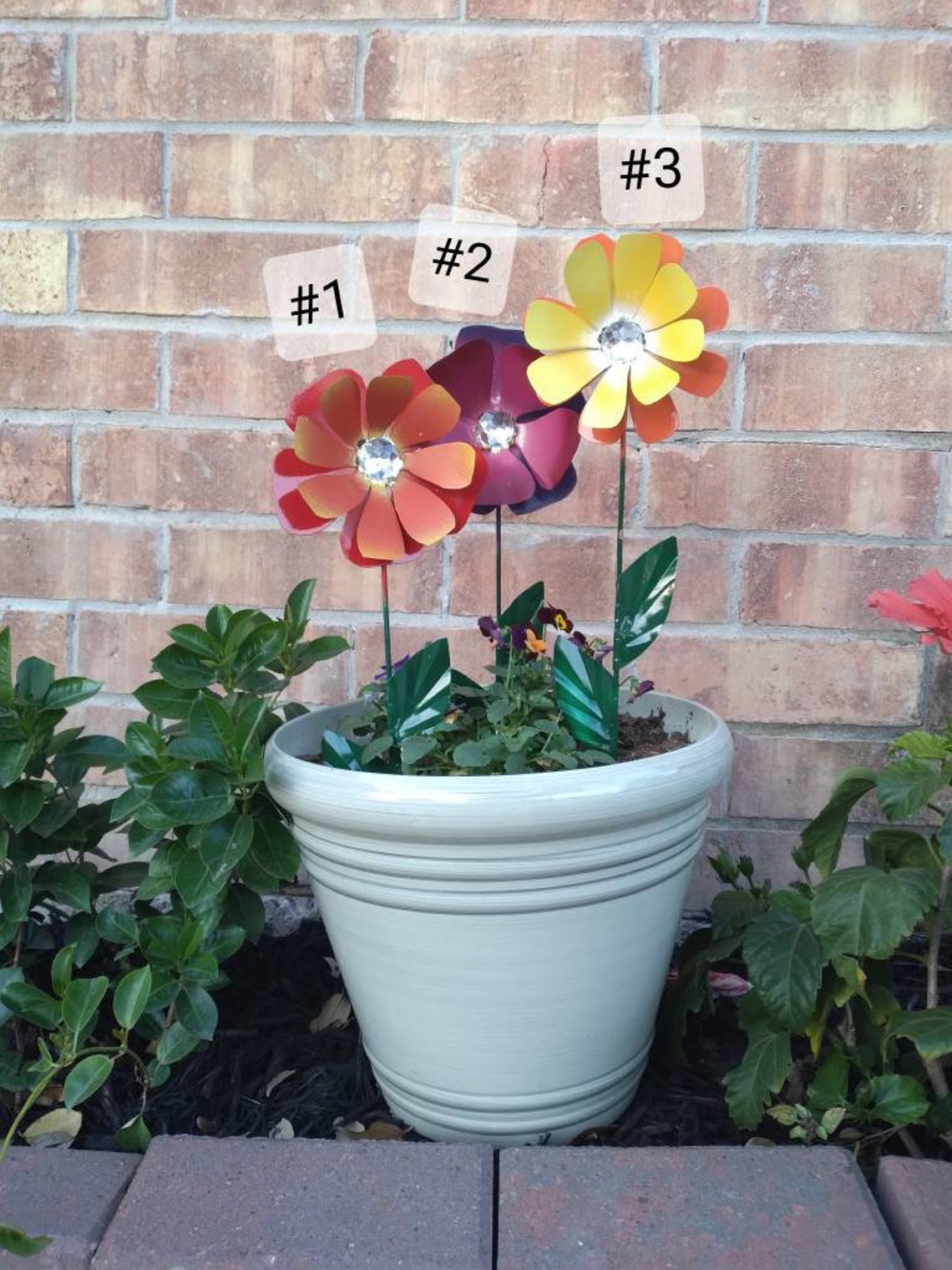 Mini Metal Flower Garden Stakes Flower Pot Decoration Garden Etsy