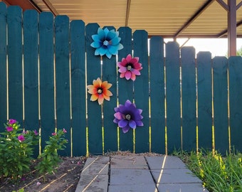 Pink Lotus Metal Fence Flower, Metal Garden Art, Metal Fence Decor, Garden Decor