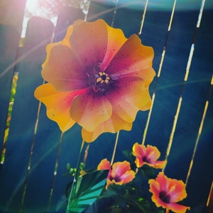 Metal Flower Garden Stake,  Hibiscus Flower Garden Art,  Metal Garden Decor,  Yard Decoration