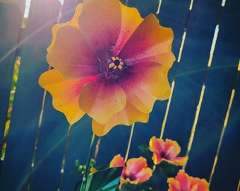Metal Flower Garden Stake,  Hibiscus Flower Garden Art,  Metal Garden Decor,  Yard Decoration