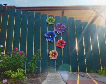 Colorful Metal Phylox Fence Flowers, Metal Garden Art, Metal Fence Decor, Garden Decor