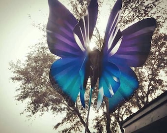 Purple Metal Butterfly Garden Stake: Sturdy Garden Decor