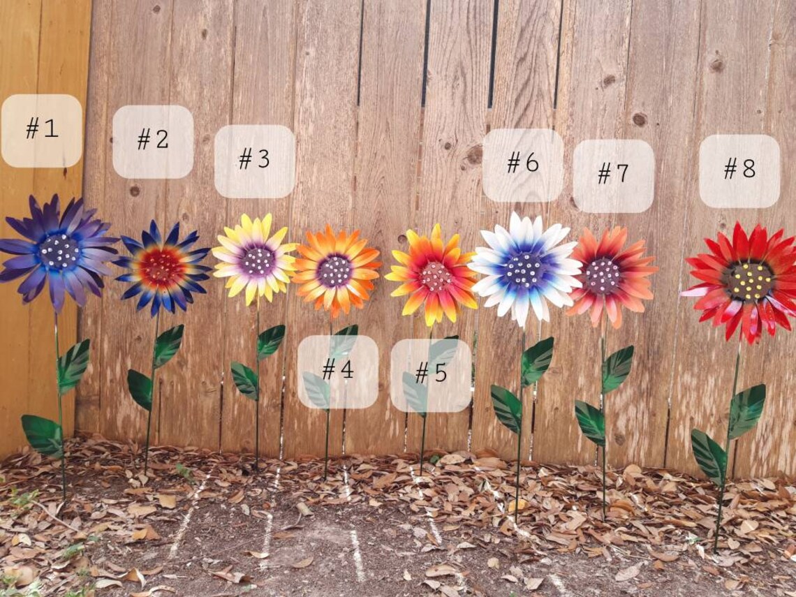 Daisy Flower Garden Stake Metal Daisy Garden Stake Metal Etsy