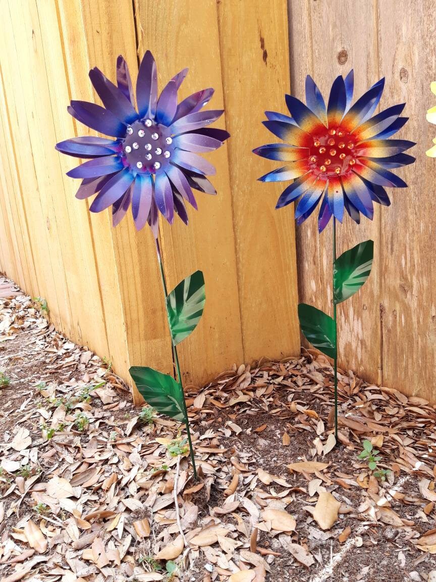 Daisy Flower Garden Stake Metal Daisy Garden Stake Metal Etsy