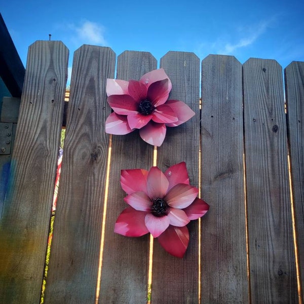 Metal Cherry Blossoms, Cherry Blossom Flowers, Pink Cherry Blossoms, Fence Decor, Patio Decor, Garden Art