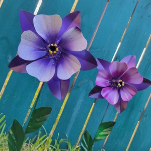 Set of 2 Purple Columbine Metal Flower Garden Stakes,  Columbine Flower Garden Art,  Metal Garden Decor,  Yard Decoration, Metal Art