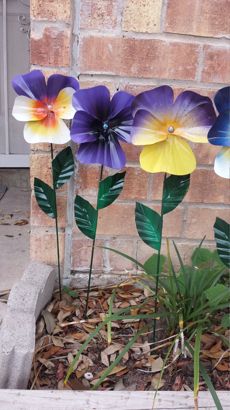 Metal Pansy Flower Garden Stake Pansy Flower Garden Art | Etsy