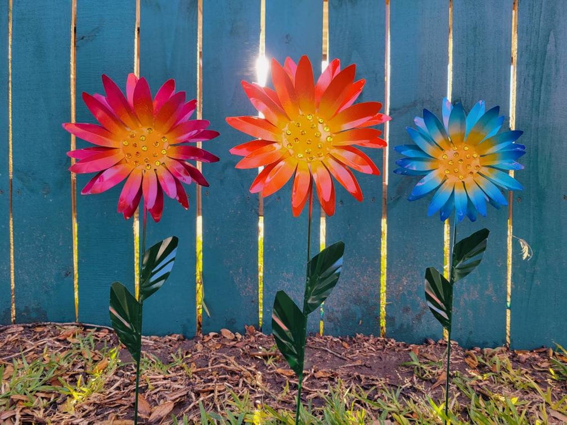 Daisy Flower Garden Stake Metal Daisy Garden Stake Metal Etsy