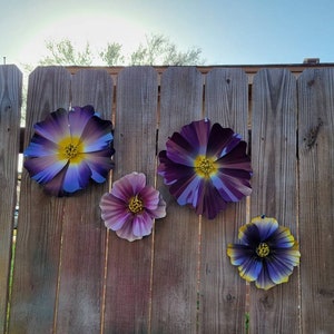 Metal Purple Cosmo Flower, Fence Flower, Garden Art, Metal Garden Decor, Shades of Purple