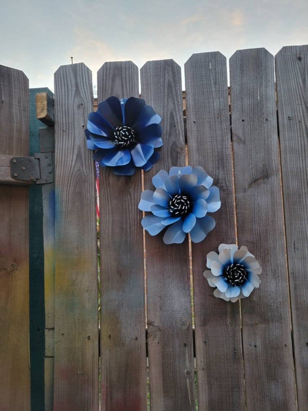 Metal Flower Fence Decor, Metal Flower, Privacy Fence Accent, Pool