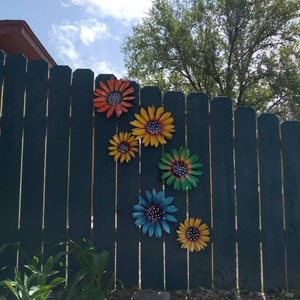 Metal Sunfowers, Fence Flowers, Fence Decoration, Metal Flowers for Fence or Tree, Metal Flowers image 3