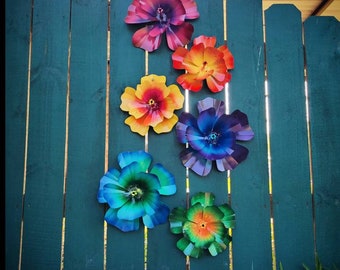 New Colors! Metal Flowers,  Colorful Hibiscus Fence Flowers,  Fence Decoration,  Metal Flowers for Fence, Metal Hibiscus