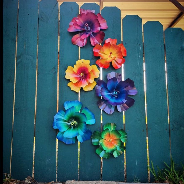 New Colors! Metal Flowers,  Colorful Hibiscus Fence Flowers,  Fence Decoration,  Metal Flowers for Fence, Metal Hibiscus