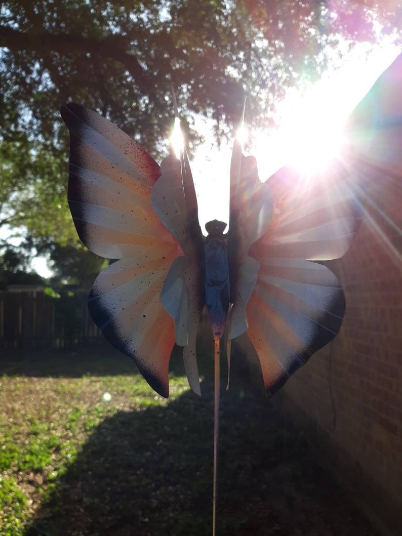 Metal Butterfly Garden Stake White Butterfly Garden Stake Etsy