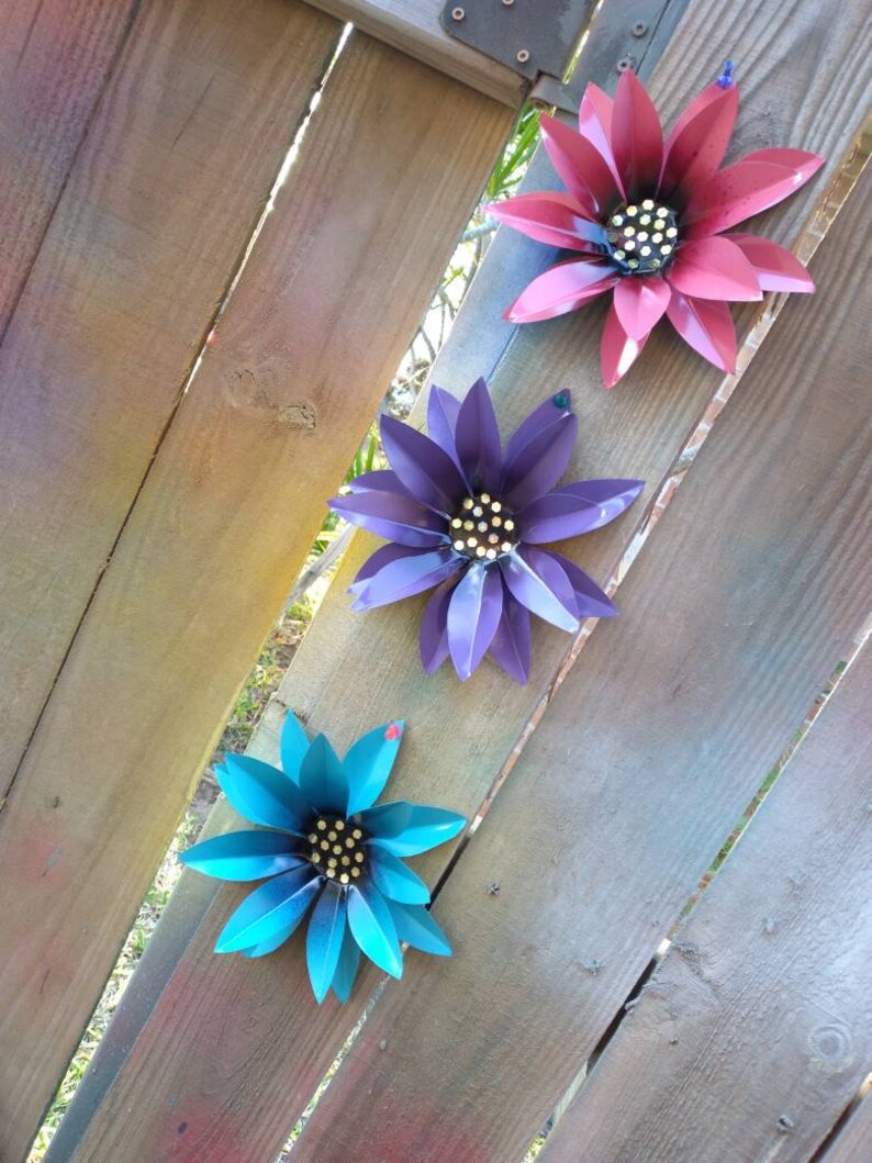 Metal Flowers Fence Flowers Fence Decoration Metal Flowers Etsy